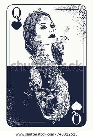 queen playing card tattoo tshirt design stock vector 748322623 queen playing card tattoo tshirt design stock vector 748322623