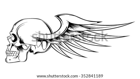 Winged Skull Stock Vector 352841189 - Shutterstock