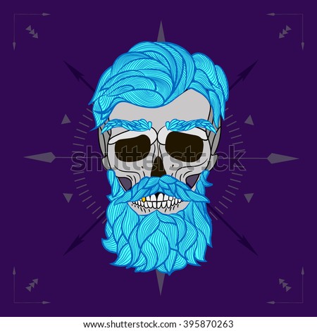 Skull Beard Old Skull Logo Beard Stock Vector (Royalty Free) 395870263