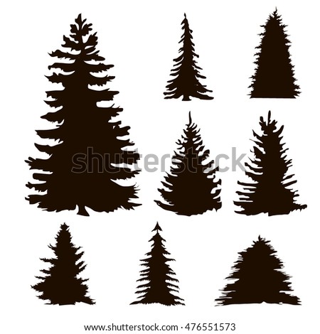 Silhouette Tree Fir Vector Stock Vector 476551573 - Shutterstock