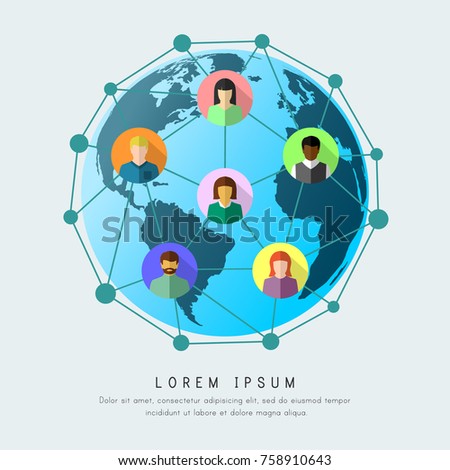 Social Network Worldwide Connection Communication Concept Stock Vector ...