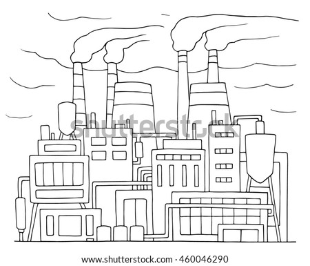 Industrial Cartoon Sketch Nuclear Power Station Stock Vector 329110109 ...
