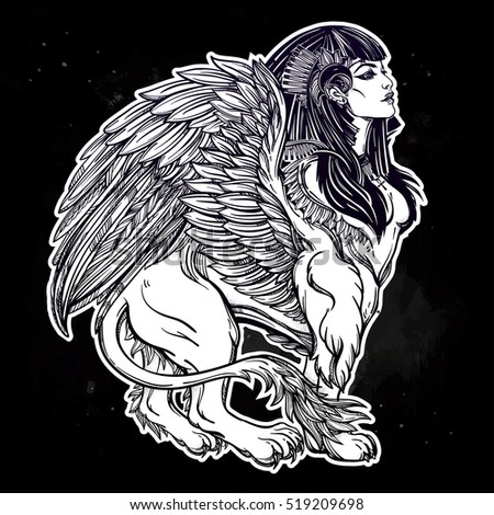 Sphinx Ancient Beast Mythical Creature Head Stock Vector 519274768 ...