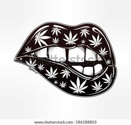 fatal biting lips weed pattern stock vector 586188803 fatal biting lips weed pattern stock vector 586188803