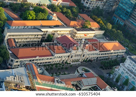 Ho Chi Minh City, Vietnam - March 25, 2017 : Ancient People's Committee Building in Sai Gon, Vietnam