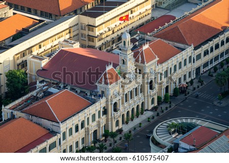 Ho Chi Minh City, Vietnam - March 25, 2017 : Ancient People's Committee Building in Sai Gon, Vietnam