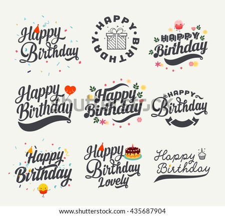stock vector vintage happy birthday calligraphic and typographic background 435687904