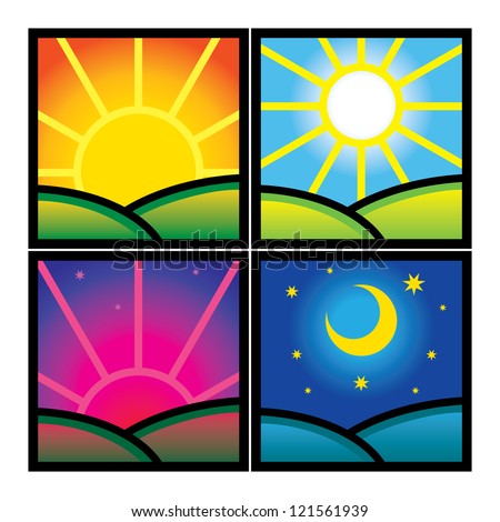 Morning Day Evening Night Nature Hour Stock Vector 121561939 - Shutterstock