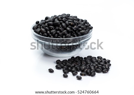 black beans grain on white background