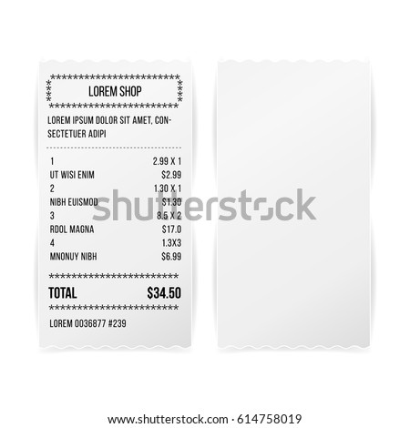 Download Sales Printed Receipt White Empty Paper Stock Vector ...