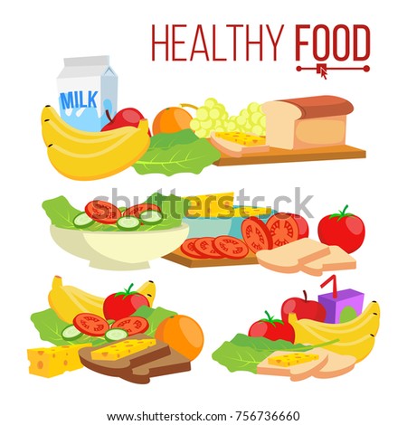 Healthy Food Vector Diet Life Nutrition Stock Vector 756736660 ...