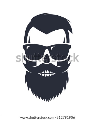Bearded Hipster Skull Wearing Sunglasses Stock Vector 