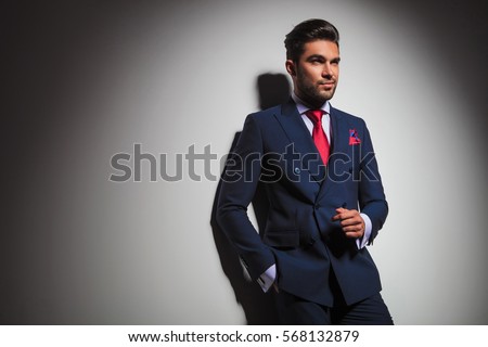 Side View Arrogant Stylish Man Suit Stock Photo (Royalty 