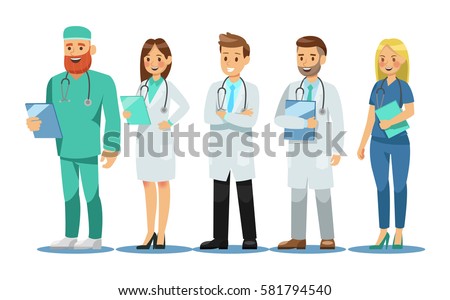 Set of doctors characters. Medical team concept in vector illustration design.