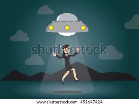 Cartoon Funny Aliens Spaceship Abducts Cow Stock Vector 469791185 ...