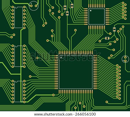 Fragment Printed Circuit Board Contact Pads Stock Vector 266056100 ...