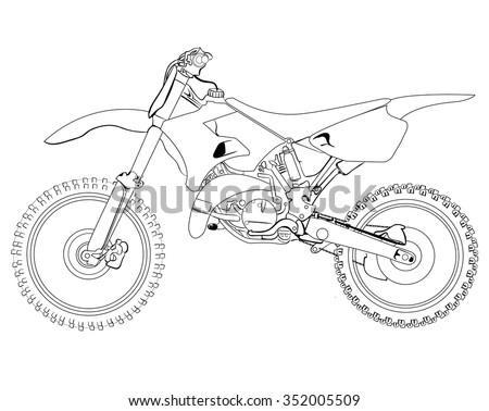 Dirt Bike Sketch On A White Background Isolated Drawing Dirt Bike Sketch On A White Background Isolated Drawing