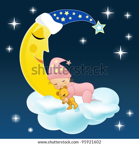 Baby And Moon Stock Vectors & Vector Clip Art | Shutterstock