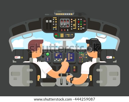Pilots in cockpit flat design