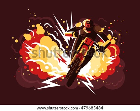 Stuntman on motorcycle