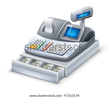 Vector illustration of cash register on white background.