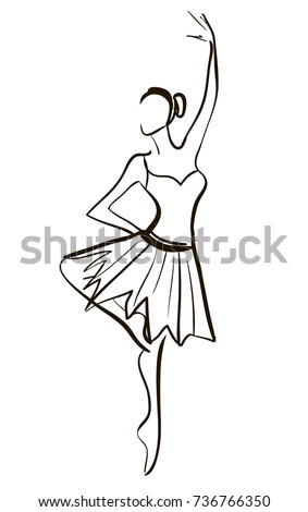 Outline Sketch Dancing Ballerina Beautiful Dress Stock Vector 186957287