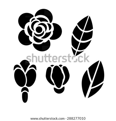 Rose Icon Black On White Stock Vector 288277010 - Shutterstock