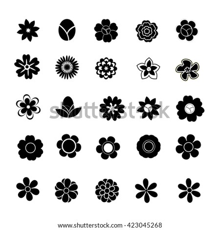 Set Minimalistic Flowers Isolated On White Stock Vector 595103627 ...