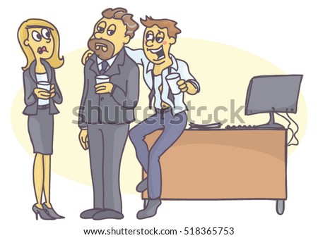 unprofessional man drunken office party bothering coworker manager his vector shutterstock singing standing table work cartoon