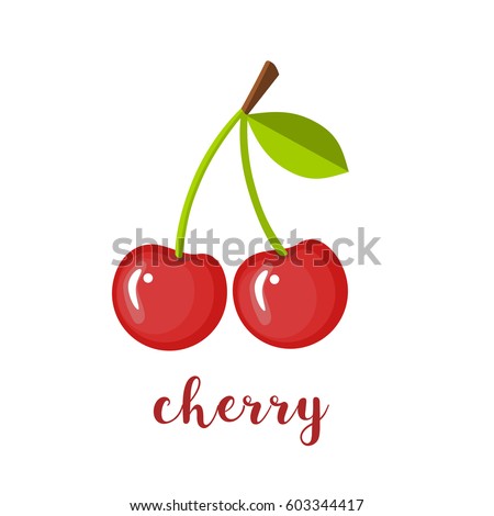 Pair of cherries, isolated vector illustration