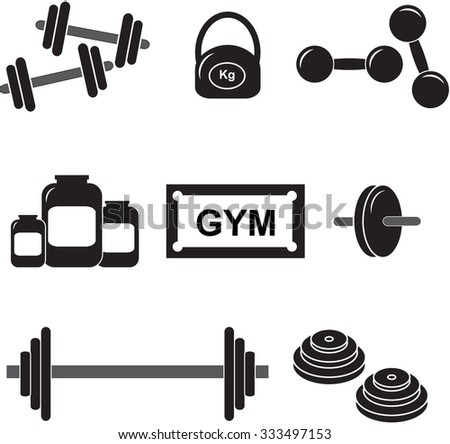 Set Fitness Gym Stock Vector 333497153 - Shutterstock