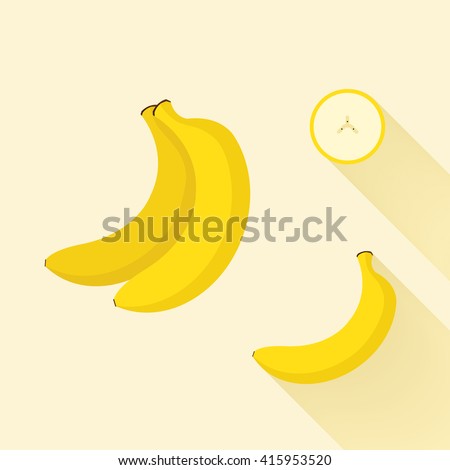 Fresh banana fruits, Set banana.Peeled and sliced bananas