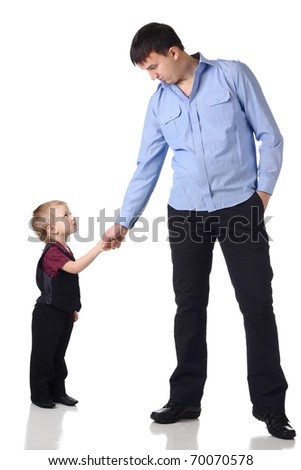 Man Little Boy Shaking Hands Isolated Stock Photo (edit Now) 70070578 