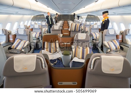 Inside Airbus A380 Business Class Luxurious Stock Photo 505699069 ...