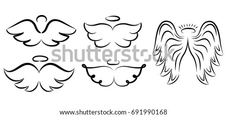 angel wings drawing vector illustration winged stock angel wings drawing vector illustration winged stock
