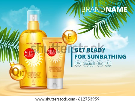 Sunblock Ads Template Sun Protection Sunscreen Stock Vector 612753959 ...