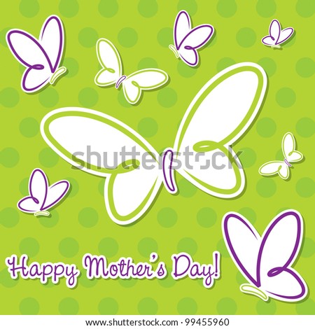 Lime Green Purple Butterfly Happy Mothers Stock Vector 99455960 ...