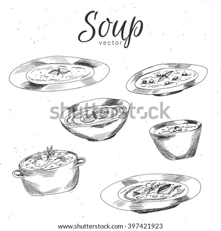 Hand Drawn Soup Stock Vector 397421923 - Shutterstock