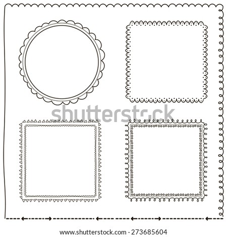 Set Scalloped Frames Stock Vector 244319497 - Shutterstock