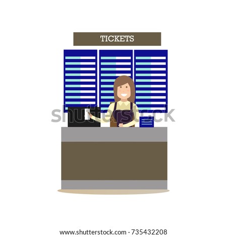 Airport ticket counter concept vector illustration in flat style. Airport people flat style design element, icon isolated on white background.