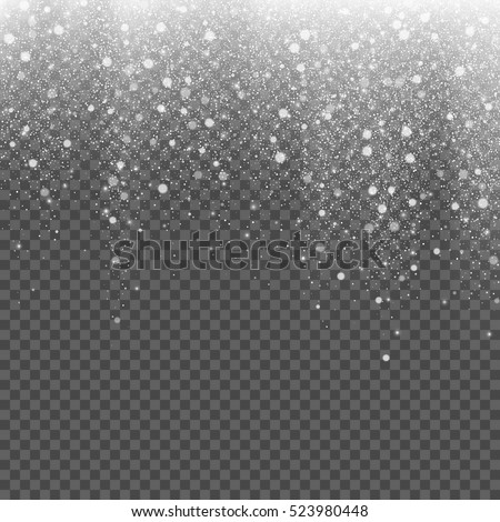 Falling snow on a transparent background. Vector illustration