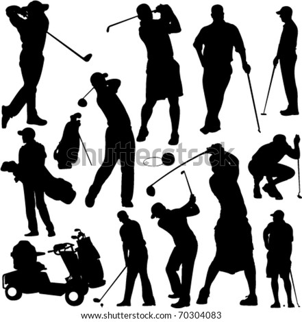 Various Male Golf Poses Silhouettes Stock Vector 127205849 - Shutterstock