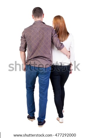 Back View Going Couple Walking Friendly Stock Photo 477292000 ...