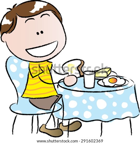 Boy Eating Breakfast Stock Vector 291602369 - Shutterstock