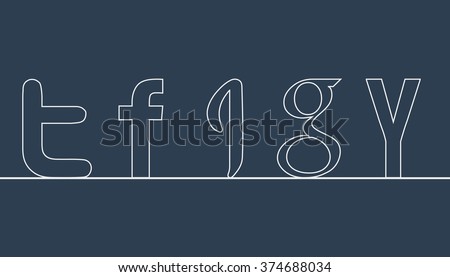Outline social letters icon isolated on blue background. Minimalism. Line Vector social logo in trendy style illustration.