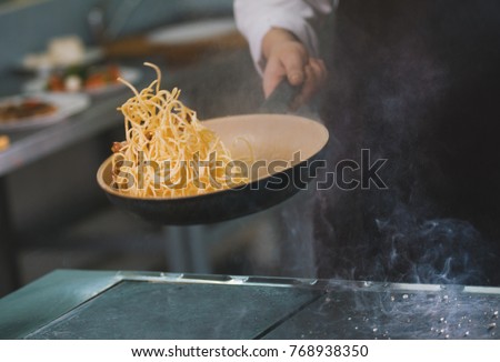 Process of cooking spaghetti