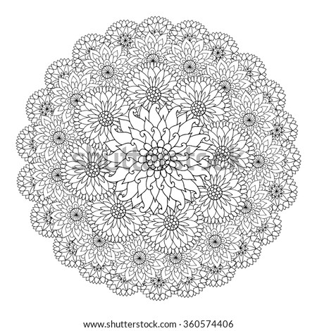 Download Black White Circle Floral Ornament Round Stock Vector ...