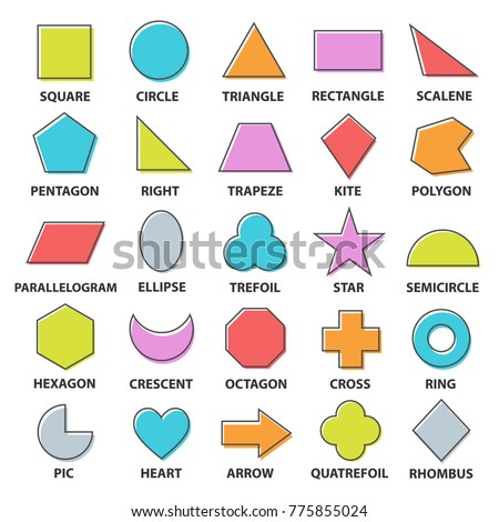 stock vector basic shapes set geometric objects collection with names mathematics study of shape size 775855024