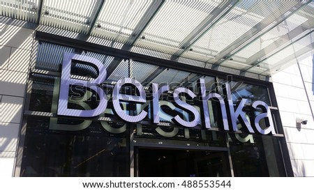 Cagnes-sur-Mer, France - September 25, 2016: The Logo of the Brand Bershka. Bershka Store Front in the City Center of Cagnes-sur-Mer (French Riviera)