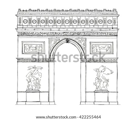 Vector Illustration Arc De Triomphe Paris Stock Vector 578402062